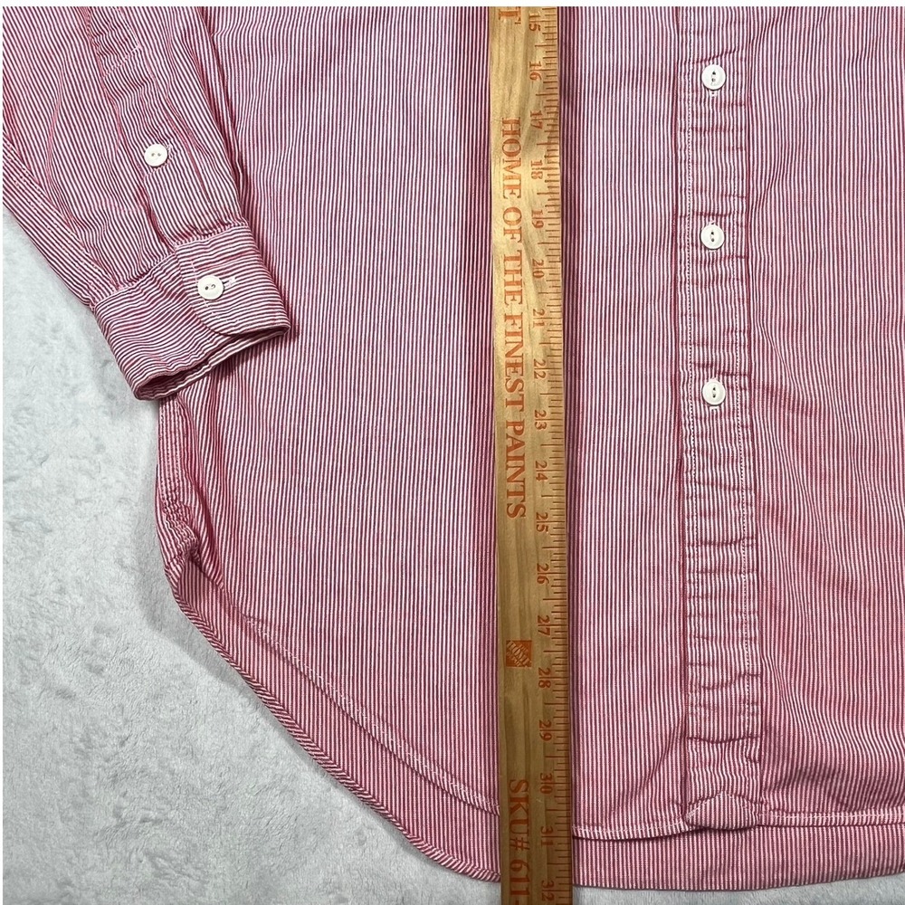 Polo Ralph Lauren Button Down Mens M Red Hickory Stripe Shirt Long Sleeve *Flaw - Picture 7 of 10